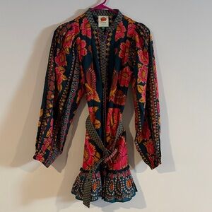 Farm Rio Ainika Sparkle Puff Sleeve Cotton Mini Dress